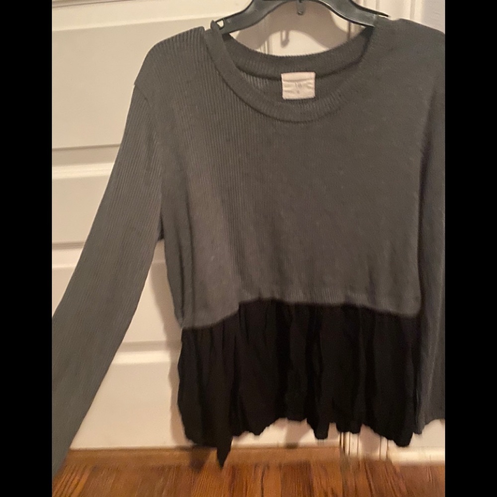 Grey and black peplum